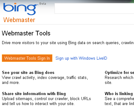 Инструменты Bing для веб-мастеров