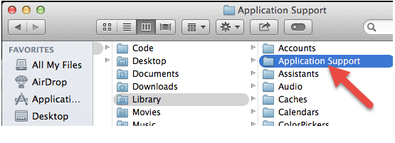 Поверніться до бібліотеки, відкрийте папку з назвою Підтримка програм, а потім видаліть саму програму та файли, пов'язані з програмою або її розробником