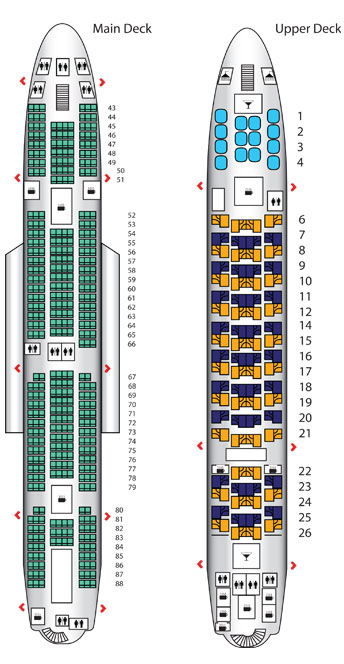 План сидений для Эмиратов A380-800