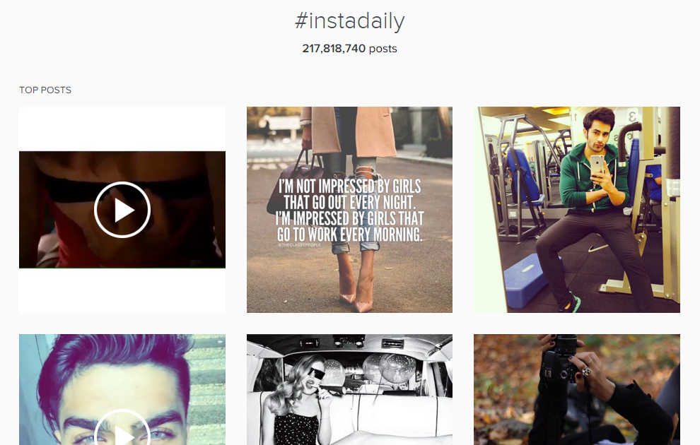 Например, я искал #instadaily в Instagram , и количество людей, использующих его, невероятно